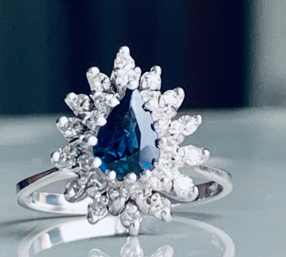 Blue Sapphire Ring .75 Carat Engagement Ring 14k … - image 2