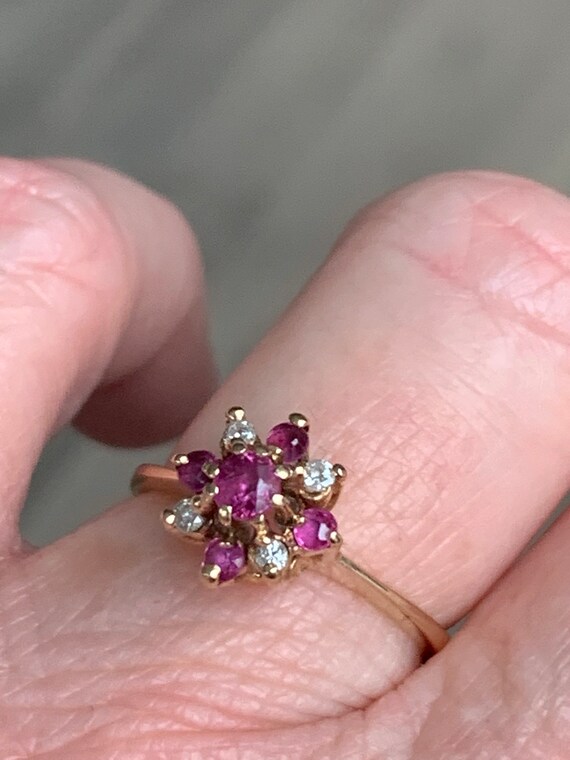 Ruby Ring 14k Gold Diamond Ruby Ring Vintage Natu… - image 7
