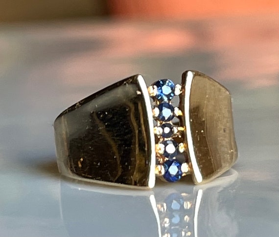 Sapphire Ring 14k Mid Century Modern Blue Sapphir… - image 3