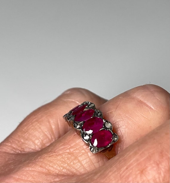Ruby Ring Antique Italian Ruby Rose Cut Diamond E… - image 7