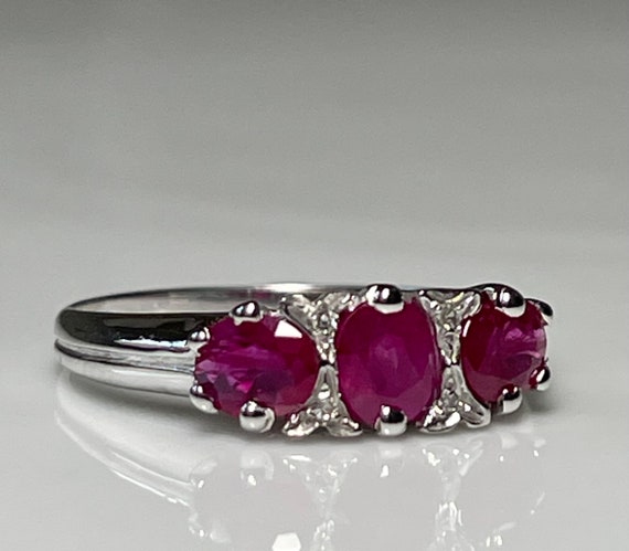 Ruby Ring Italian 14K White Gold Ruby Engagement … - image 2