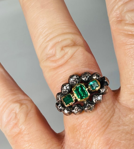 Emerald Ring Antique Rare Spanish Colonial Iberia… - image 8