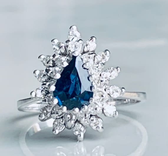 Blue Sapphire Ring .75 Carat Engagement Ring 14k … - image 6
