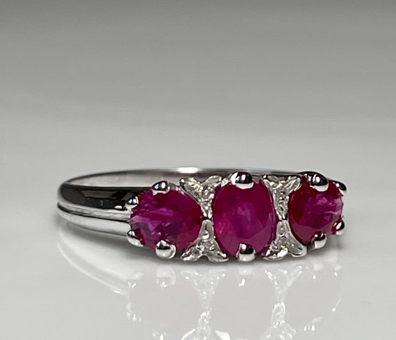 Ruby Ring Italian 14K White Gold Ruby Engagement … - image 8
