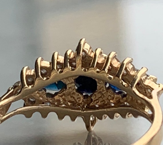 Sapphire Engagement 14K Three Stone Ring Natural … - image 6