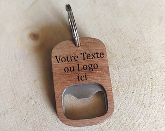 Personalized wooden bottle opener keychain – Laser engraved, gift for men, wedding, Father's Day, party favor
