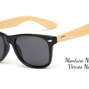 Lunettes de Soleil avec branches en bambou personnalisables Noir