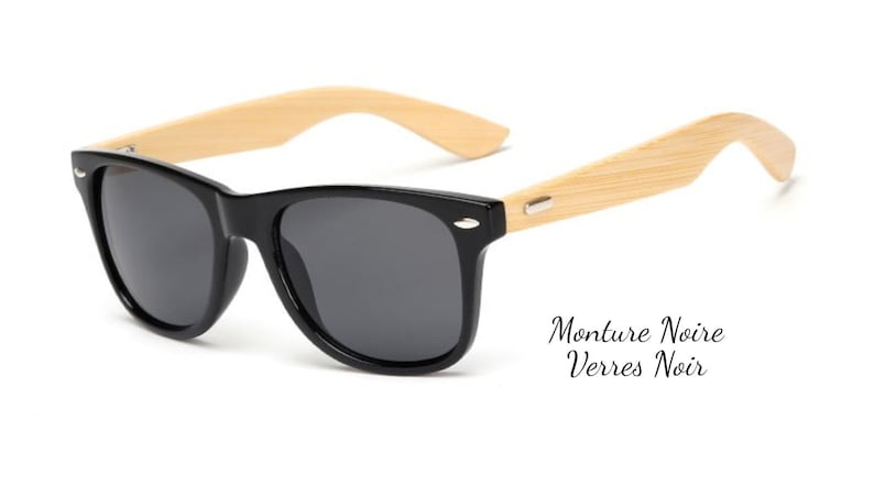 Lunettes de Soleil avec branches en bambou personnalisables Noir