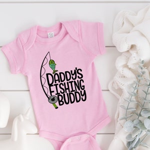Daddy&#39;s Fishing Buddy, Fishing Baby Outfit, Fish Kids Shirt, Future Fisher, Fishing Shirt for Kids, Infant Fisherman, Baby Shower Gift, Pink