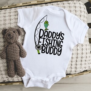 Daddy&#39;s Fishing Buddy, Fishing Baby Outfit, Fish Kids Shirt, Future Fisher, Fishing Shirt for Kids, Infant Fisherman, Baby Shower Gift, Pink