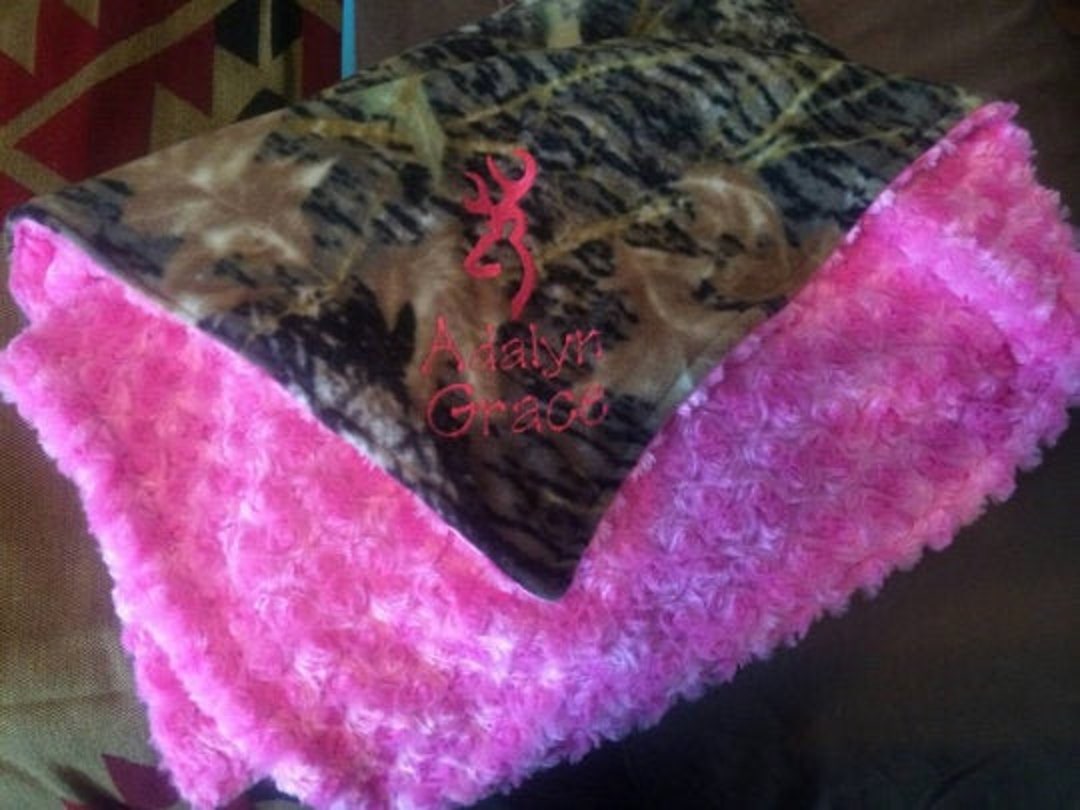 Cuddly Pink Camo Baby Blanket Baby Girl Blanket With Name Etsy