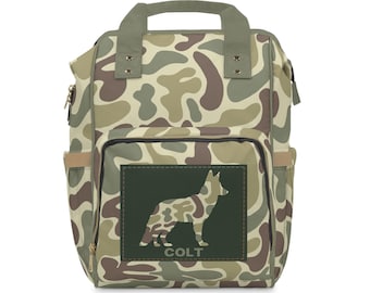 Green Duck Camo Diaper Backpack, Personalized Coyote Design, Baby Shower Gift, Gender Neutral Bag, Travel Organizer, Hospital Essentials
