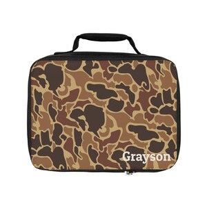Personalisierte Retro Camo Lunch Box - Isoliert und komplett gefüttert - Benutzerdefinierte Name Lunch Bag für Kinder - langlebige und stilvolle Schule Lunchbox