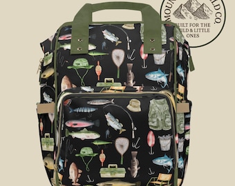 Fishing Diaper Backpack, Fishing Baby Nursery, Fishing Baby, Vintage Fishing Diaper Bag, Custom Diaper Bag, Fishing Nursery
