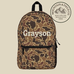 Retro Duck Camo Backpack, Outdoor Travel Gear, Camouflage Knapsack, Camo Backpack, Duck Camo Backpack for Kids