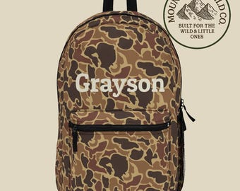 Retro Duck Camo Backpack, Outdoor Travel Gear, Camouflage Knapsack, Camo Backpack, Duck Camo Backpack for Kids