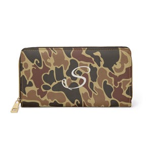 Duck Camo Zipper Wallet, Customized Purse, Retro Style Money Holder, Personalized Coin Pouch, Vintage Camouflage Card Case