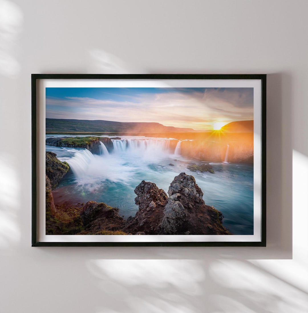 Godafoss Waterfall Print: Iceland Nordic Landscape Fine Art - Etsy