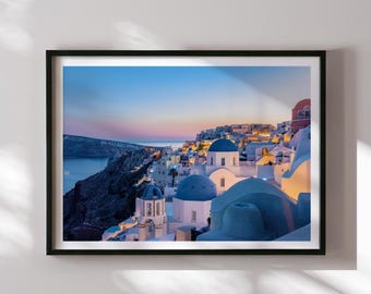 Santorini Sunset Print: Oia, Greece - Mediterranean Wall Art