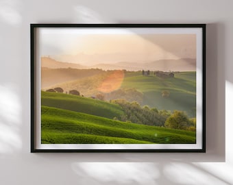 Tuscany Sunrise Photography Print: Vitaleta Chapel, Val D'Orcia Landscape
