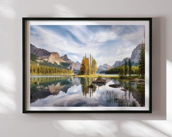 マリン湖の絵画、ジャスパー国立公園の壁画、カナダの冬の雪山のアート