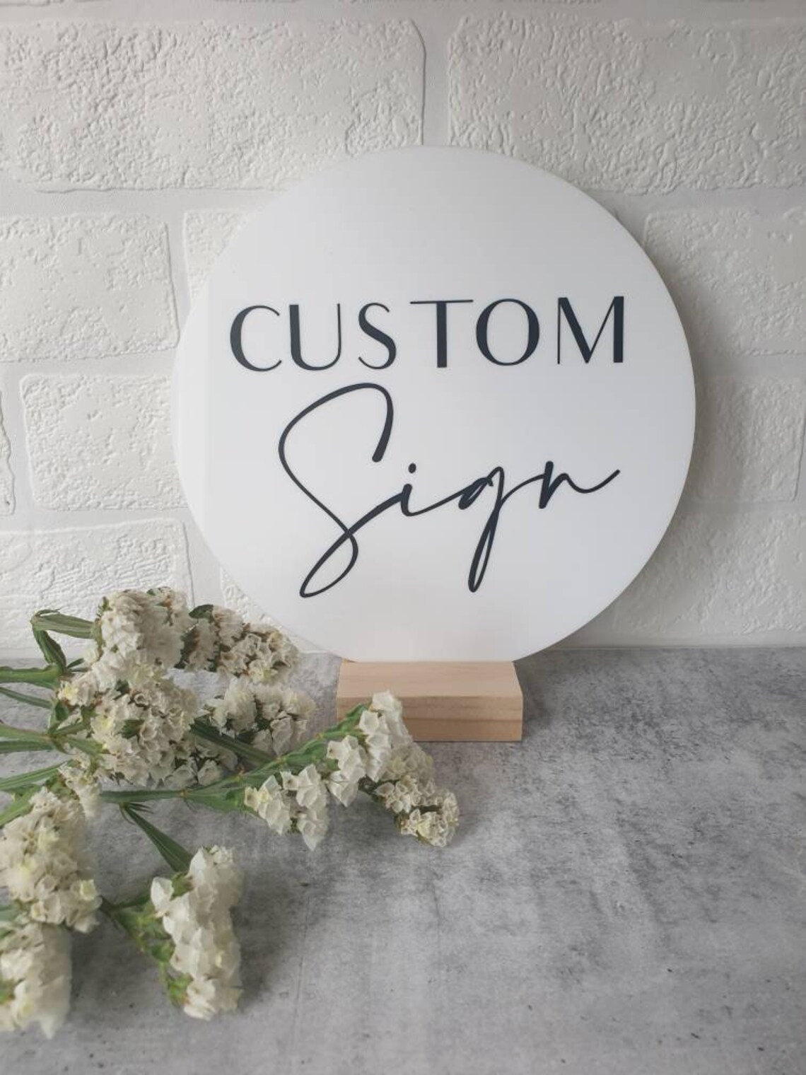 Custom White Acrylic Sign Custom Circle Sign Personalised Etsy