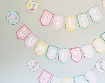 Pancarta de cumpleaños de unicornio, Decoraciones de cumpleaños de unicornio, Pancarta para fiesta de cumpleaños de unicornio, Decoraciones para fiesta de cumpleaños de unicornio y arcoíris