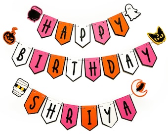 Happy Halloween Banner, Halloween Birthday Banner, Happy Birthday Banner Halloween Theme, Halloween Birthday Party Decorations, Spooky Decor