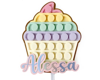 Topper de bolo pop-it, decorações de aniversário pop it, festa de brinquedos Fidget, toppers de cupcake pop it, topper de bolo de aniversário pop it, cupcake Fidget