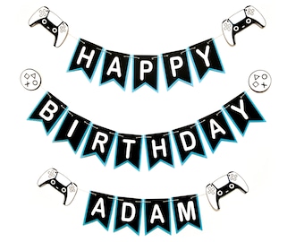 Video Game Birthday Banner, Gamer Birthday Banner, Video Games Theme Party, Gamer Birthday Decor