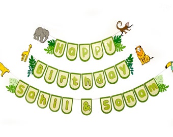Safari Birthday Banner, Jungle Birthday Banner, Animal Birthday banner, Wild One Banner, Safari Banner Decoration, Animal Party Decoration