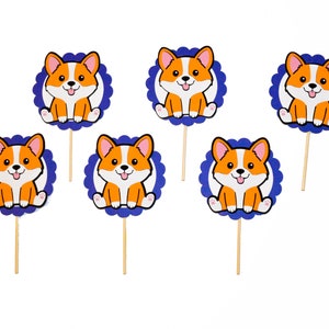 Dog Cupcake Toppers, Custom Dog Cupcake Toppers, Dog Party Decorations, Puppy Cupcake Topper, Girls Birthday, Corgi Cupcake Topper