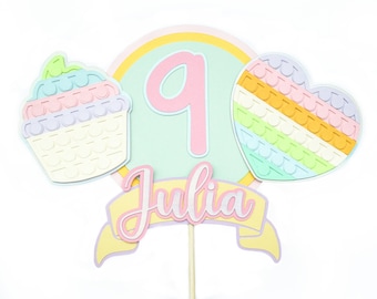 Topper de bolo pop-it, decorações de aniversário pop it, festa de brinquedo Fidget, topper pop it de coração, topper de bolo de aniversário pop it, cupcake Fidget