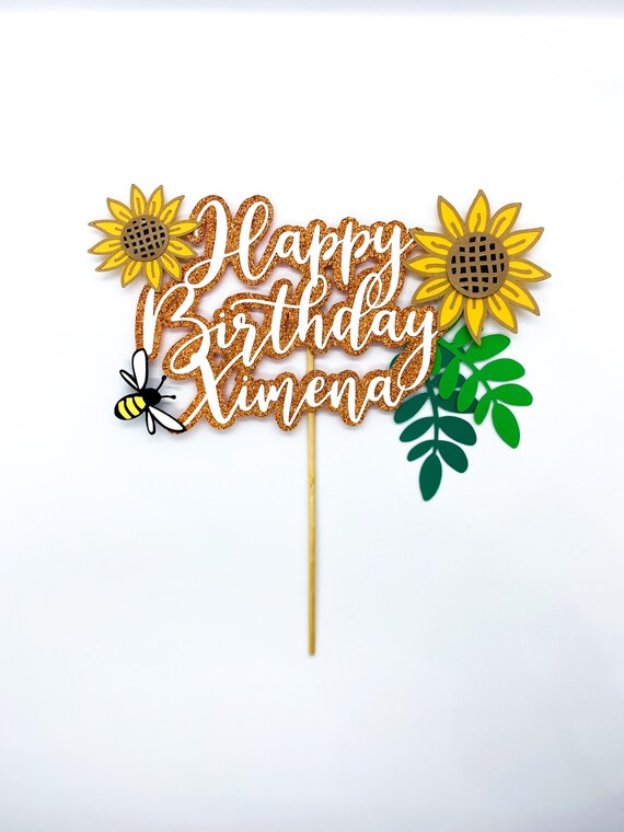 Sunflower Cake Topper Bee Cake Topper Sunflower Centerpiece Etsy