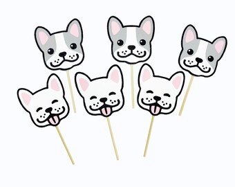Dog Cupcake Toppers, French Bulldog Cupcake Toppers, Custom Dog Cupcake Toppers, Dog Party Decorations, Puppy Cupcake Topper, Girls Birthday