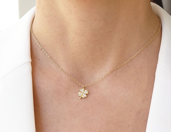 Lucky Clover Necklace in Stainless Steel and Zirconium Lucky 