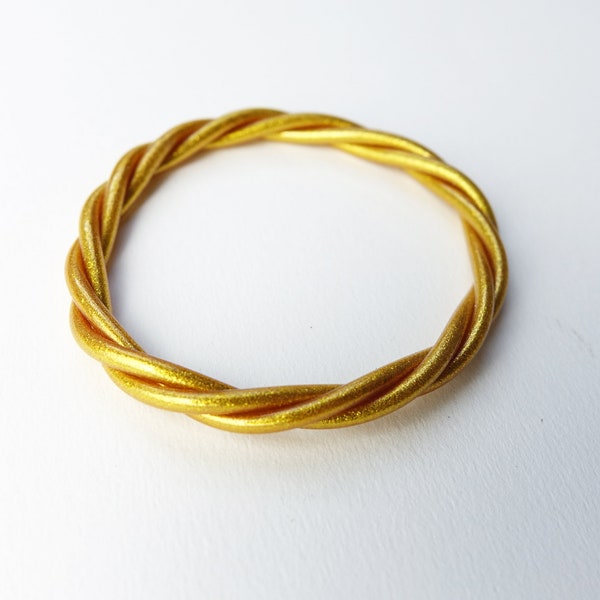 Jonc bouddhiste tressé, bracelet tibétain, doré et souple, bracelet femme