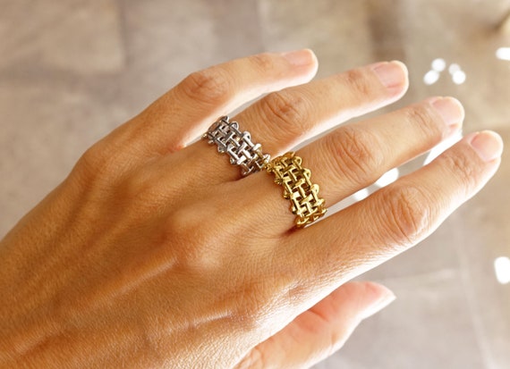 Anillo de acero inoxidable dorado o plateado regalo mujer ni a