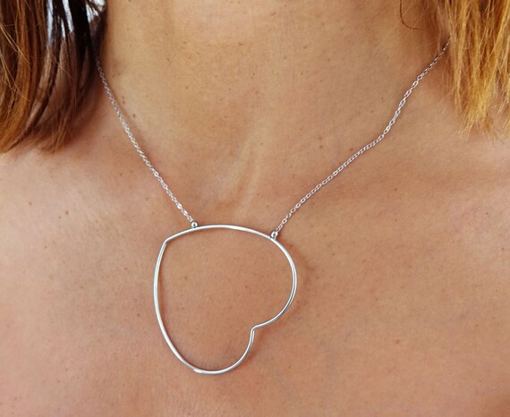 Silver Large Heart Necklace 3 Fine 