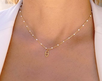 Collier chaîne rosaire dorée et émaillé avec pendentif, acier inoxydable, idée cadeau, bijou femme, collier fin, cadeau Noël, Saint Valentin