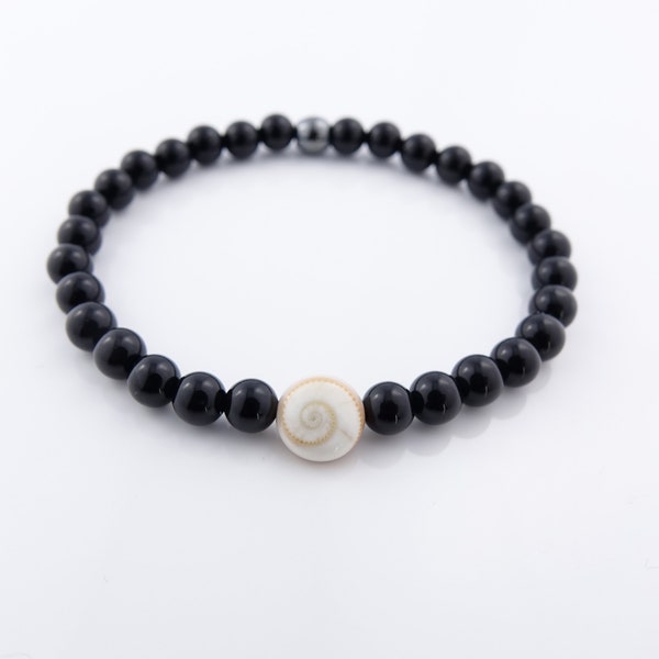 Bracelet porte-bonheur oeil de ste lucie en onyx - bracelet mixte - cadeau noël homme - cadeau anniversaire homme - bracelet homme