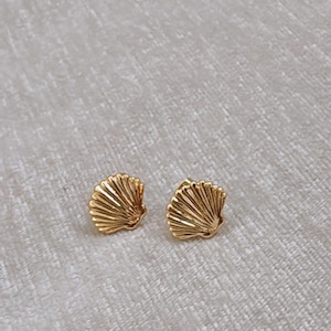 Gold Seashell Studs: Hypoallergenic Stainless Steel, Coastal Earrings