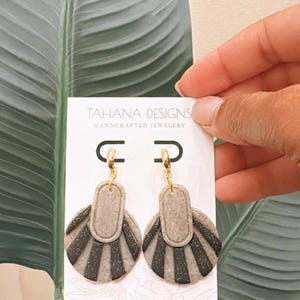Gray and Black Earrings | Statement Dangles | Polymer Clay earrings | Lightweight Earrings
