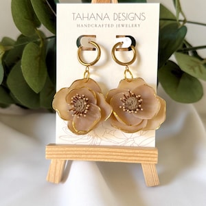 Handmade Polymer Clay Floral Earrings | Gold Edge Statement Jewelry