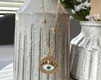 14k Gold Filled Ball Chain Necklace | Evil eye eyelash Charm | Gold Filled | Beautiful | Dainty