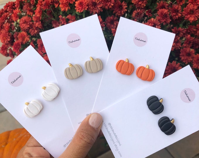 Polymer Clay Pumpkin Earrings Etsy