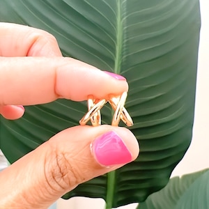 Criss Cross Huggies | Stainless Steel | Hypoallergenic | Small Gold Earrings