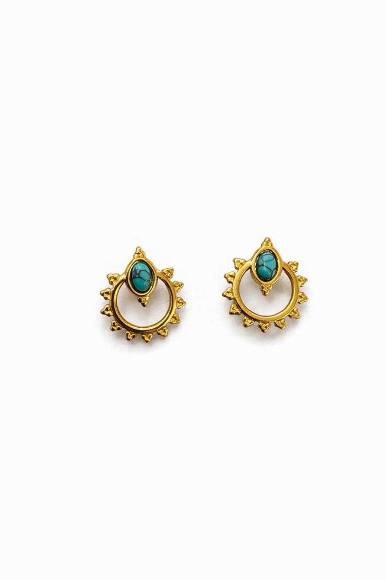 Gold and Turquoise Studs | Stainless Steel | Hypoallergenic | Gold ...