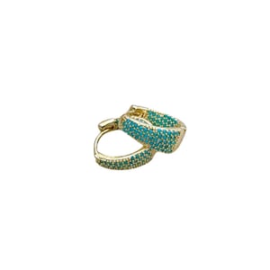 Blue Pave Diamond Huggies | Stainless Steel | Hypoallergenic | Small Gold Earrings