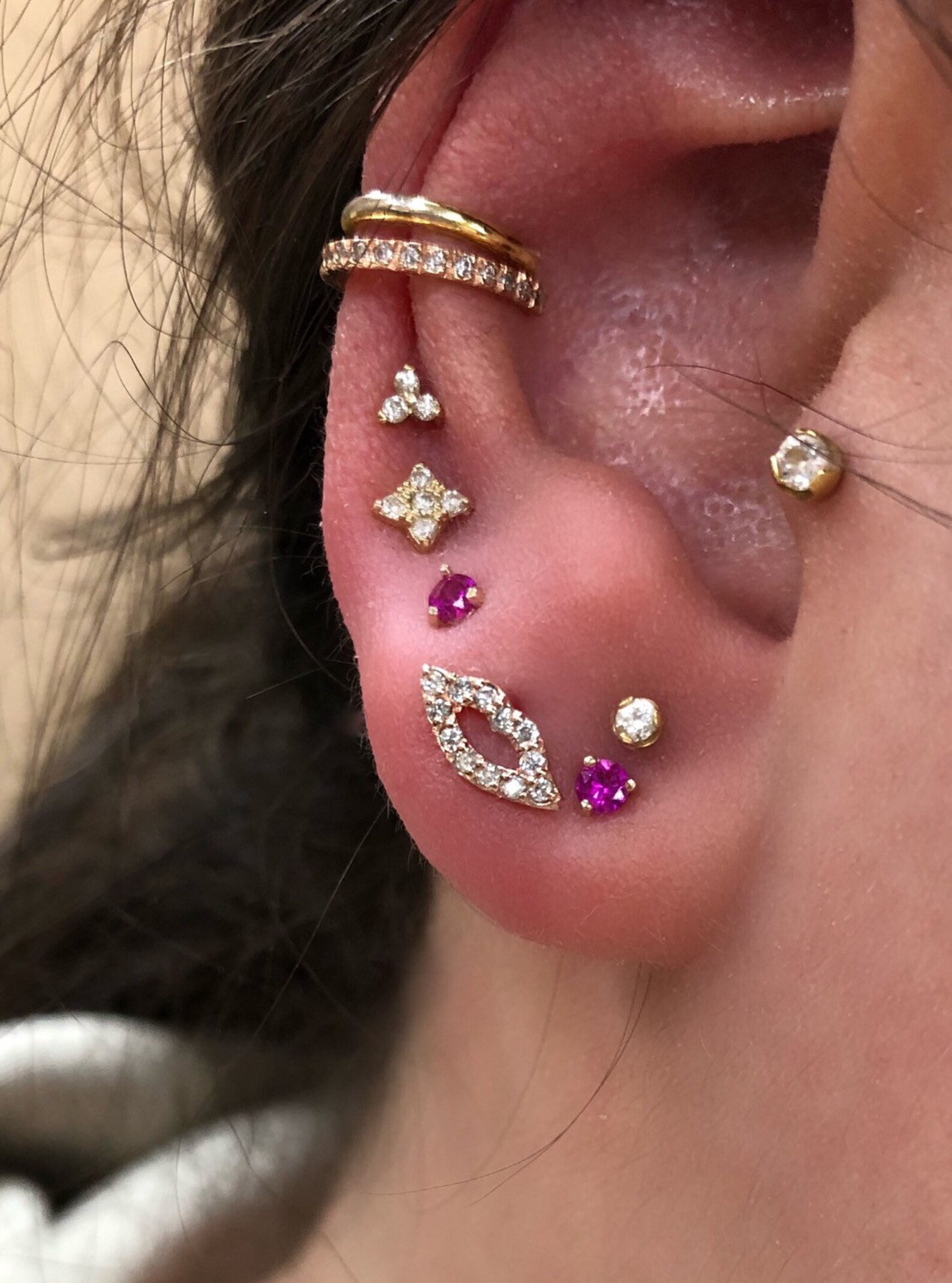 Tiny Diamond Lip Stud Earring Etsy